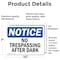 Signmission No Trespassing After Dark OSHA Notice Sign, Vinyl Decal, 10in W x 7in L, 2PK OS-2PACK-NS-D-710-L-14905 - alternate 5